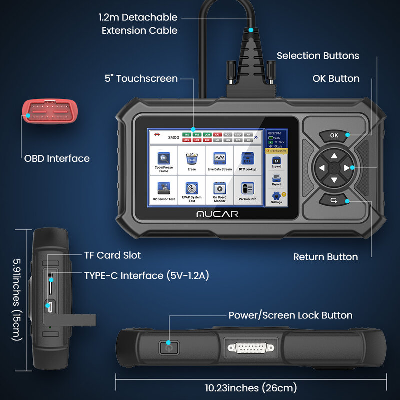 MUCAR CDE900 Pro Obd2 ferramenta de diagnóstico diagnóstico completo do sistema 28 redefinição/manutenção controle bidirecional 32g armazenamento obd 2 scanner