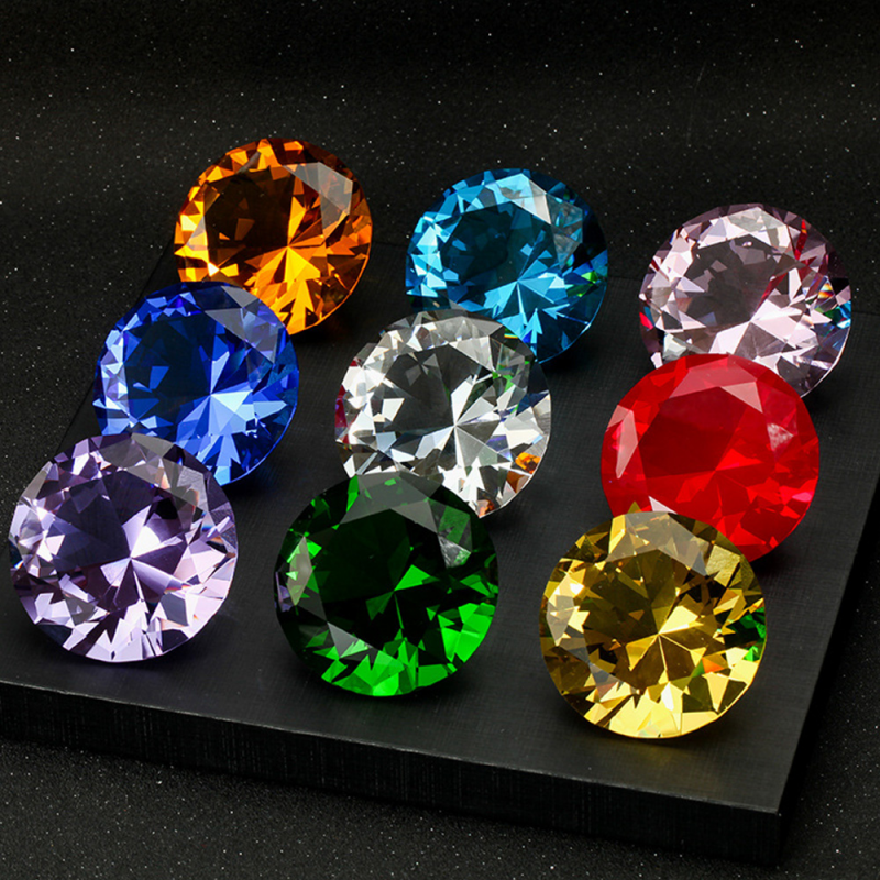 Presse-papier en cristal en forme de diamant, pierre précieuse en verre taillé, bijoux de mariage, cadeaux d'ornement de Noël, décor, 10 couleurs
