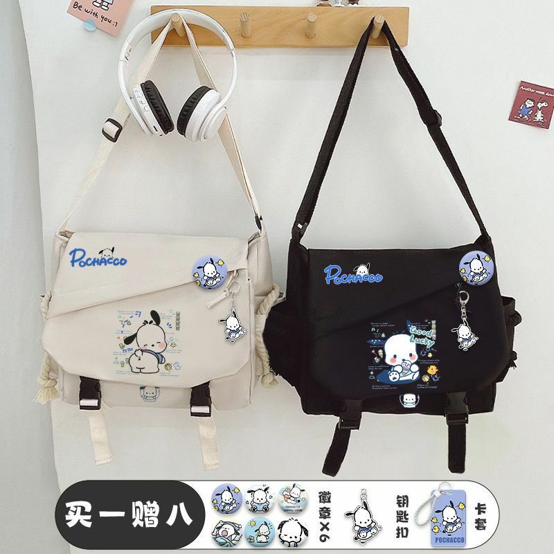 Sanrio New Pacha Dog Crossbody Bag Portable Canvas Bag College Students Class Shoulder Pad Single-Shoulder Bag