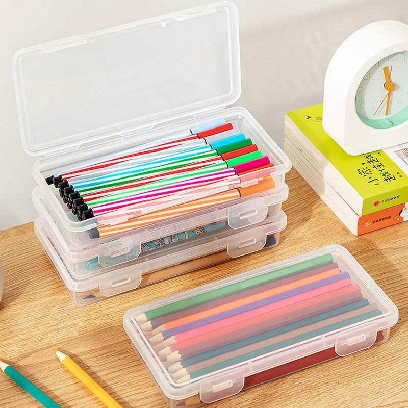 Clear Box For Storage Snap-On Stationery Storage Case With Large Capacity Portable Space Saving Storage Holder For Home School