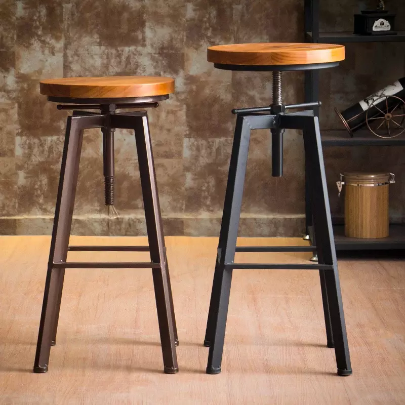 Industrial Swivel  Bar Stools ,Wrought-iron Bar Chair,Household Lift Bar Chairs,Solid Wood High Chair,High Bar Stools