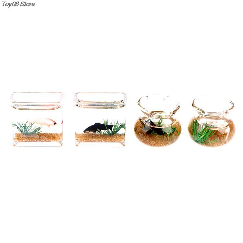 2*2.5cm Dollhouse Miniature Glass Fish Tank Bowl Aquarium Doll House Home Ornament Toy For Dollhouse Decals nuovo!