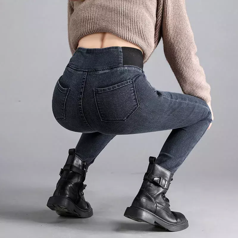 Pantalones Vaqueros de gran tamaño para mujer, mallas ajustadas de cintura alta, Estilo Vintage, 26-38