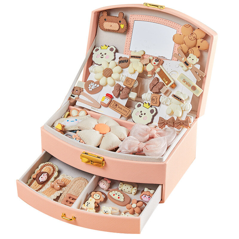 女の子のための収納ボックス付きプリンセスジュエリーセット,絶妙なヘアアクセサリー,おもちゃのギフト,誕生日プレゼント