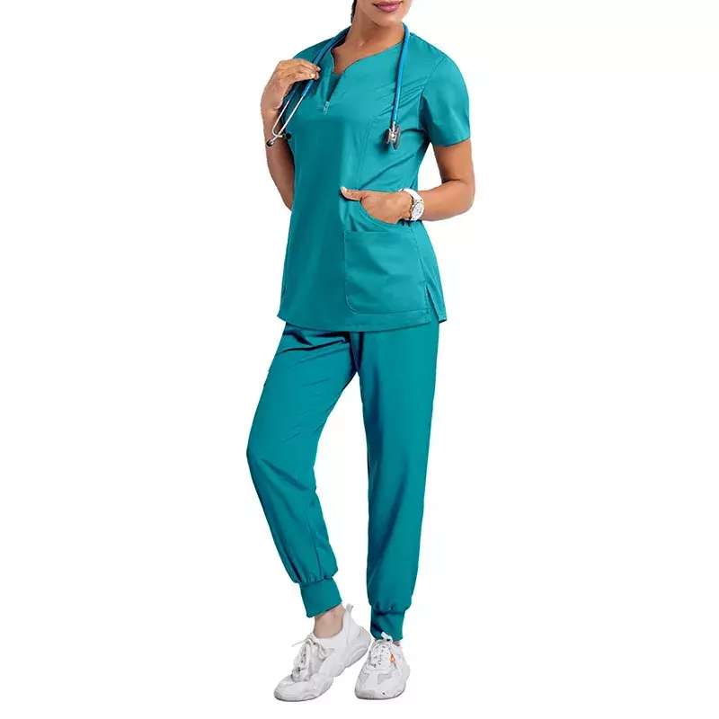ชุดเสื้อโค้ทใส่ทำงานสปาสำหรับผู้หญิงอุปกรณ์เสริมสำหรับพยาบาลชุดขัดฟันคลินิกทันตกรรมโรงพยาบาล
