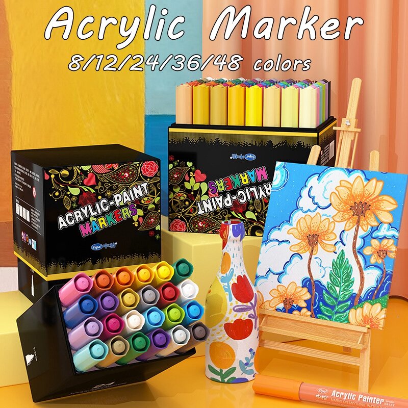 Professional Colors Drawing Colored Markers Colors to Paint Children Permanent Acrylic Markers Painting Art Supplies for Artist