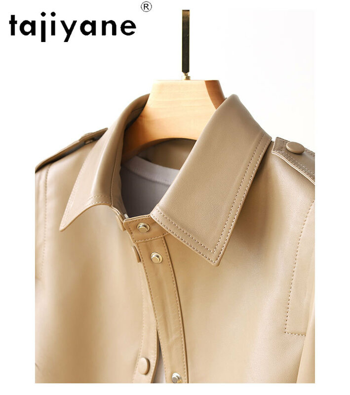 Tajiyane 여성용 진짜 가죽 재킷, 하이 퀄리티 100% 진짜 양가죽 코트, 2024 용수철 및 가을 짧은 가죽 코트, 핫 세일