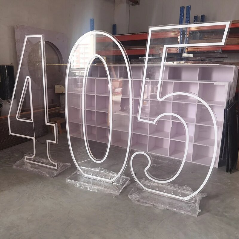 Hot Sales Transparet Acrylic Neon Light Number With LED For Wedding Event Decoratrion