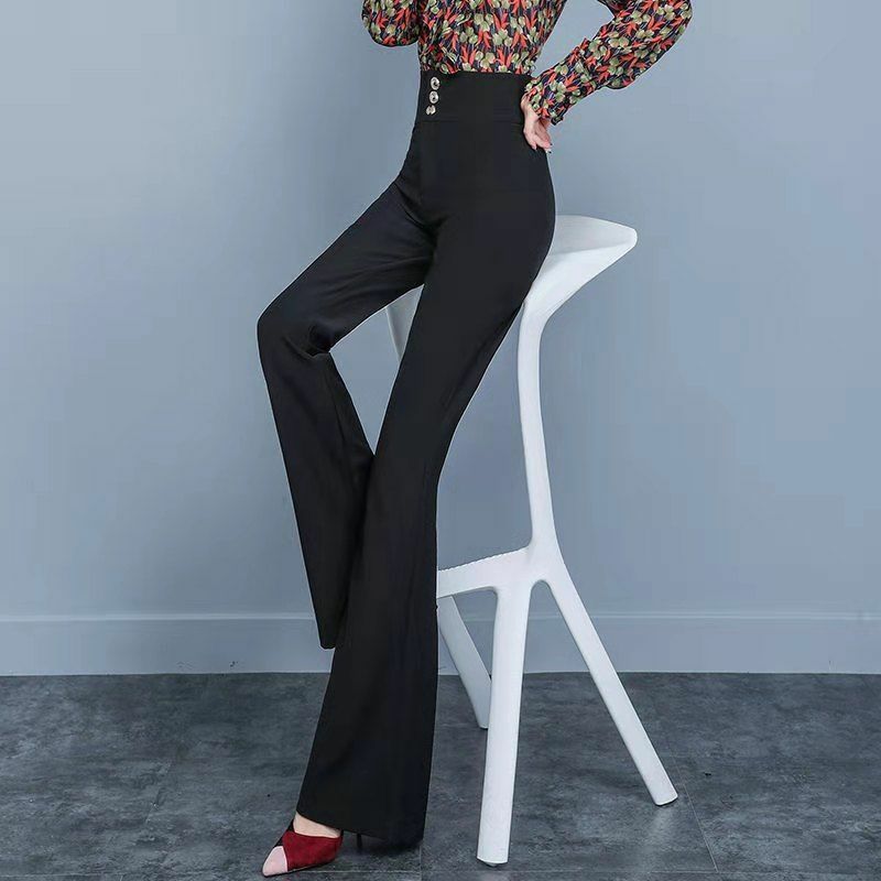 2024 kobiet wiosenna jesień moda biurowa damska spodnie Flare Slim Fit Casual spodnie damskie z wysokim stanem długie spodnie Y646