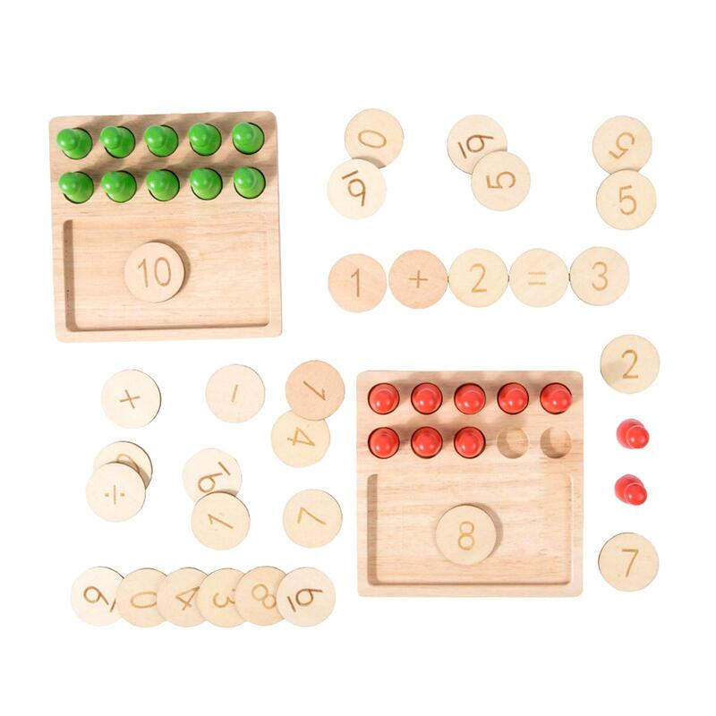 Montessor Toys Addition and Subtraction, Counting Pegboard Sensory Math Board for Ages 3+ Preschool Home Teaching Birthday Gifts