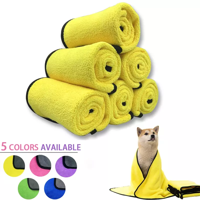 Toalha de banho absorvente de secagem rápida para animais de estimação Toalhas de fibra macia para gato e cachorro Roupão conveniente Toalha de limpeza