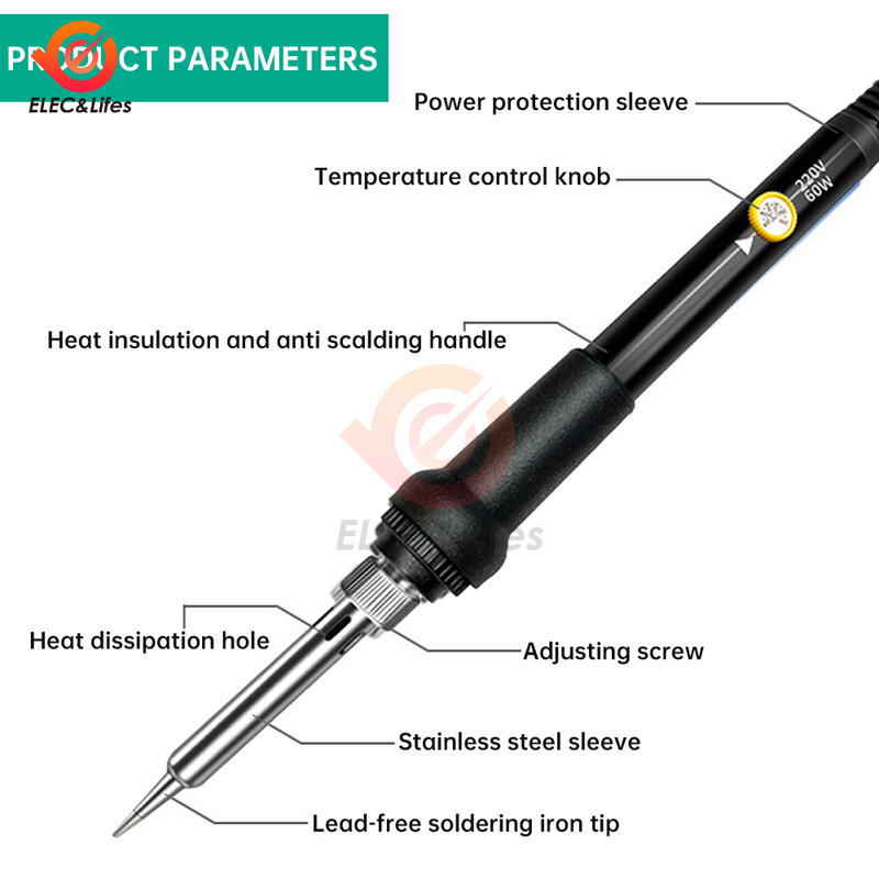 60W Adjustable Temperature Electric Soldering Iron 220V 110V Welding Solder Rework Station Heat Pencil Tips Repair Tools