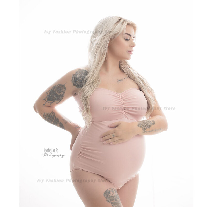Strapless Rekbare Stof Zwangerschaps Bodysuit Fotografie Jumpsuit Voor Vrouwen Zwangerschap Bodysuit