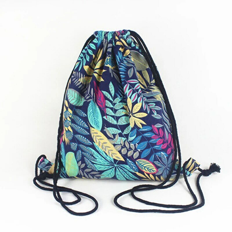 Gym Drawstring Travel Shoulder Bags Backpack Canvas Draw String Bucket Bag