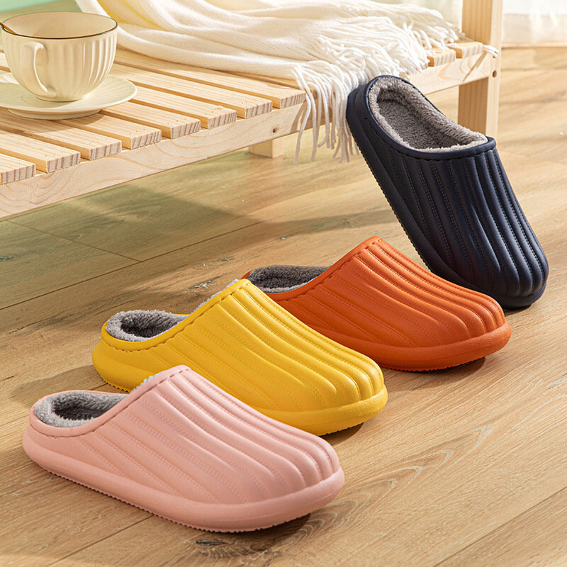 Pantoufles imperméables en coton pour la maison, chaussures chaudes et confortables, faciles à nettoyer, chaussons d'intérieur décontractés, automne et hiver