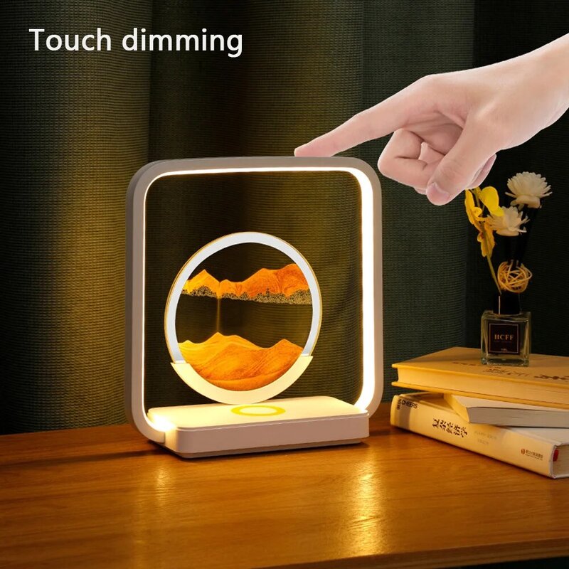 Quicksand painting cell phone wireless charging table lamp light luxury living room decoration bedroom bedside night light