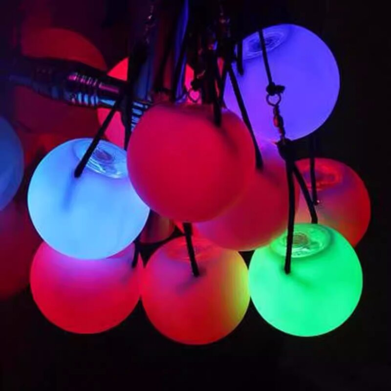 2Pcs LED POI Ball Luminous Belly Dance Throwing Ball Shake Glowing Ball for Yoga Exercise Props Stage Performance Accessories
