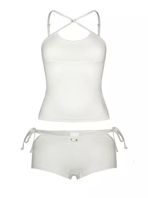 Damskie 2-częściowe krótkie zestawy Letnie eleganckie koszulki z odkrytymi plecami i bandażowe szorty z wycięciami Stroje Klubowe Streetwear Trendy