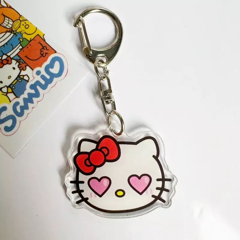 Hallo Kitty Acryl Schlüssel bund Cartoon Anime Sanrio Kitty Katze Schlüssel anhänger Schlüssel ring Rucksack Anhänger Schmuck Zubehör Geschenke