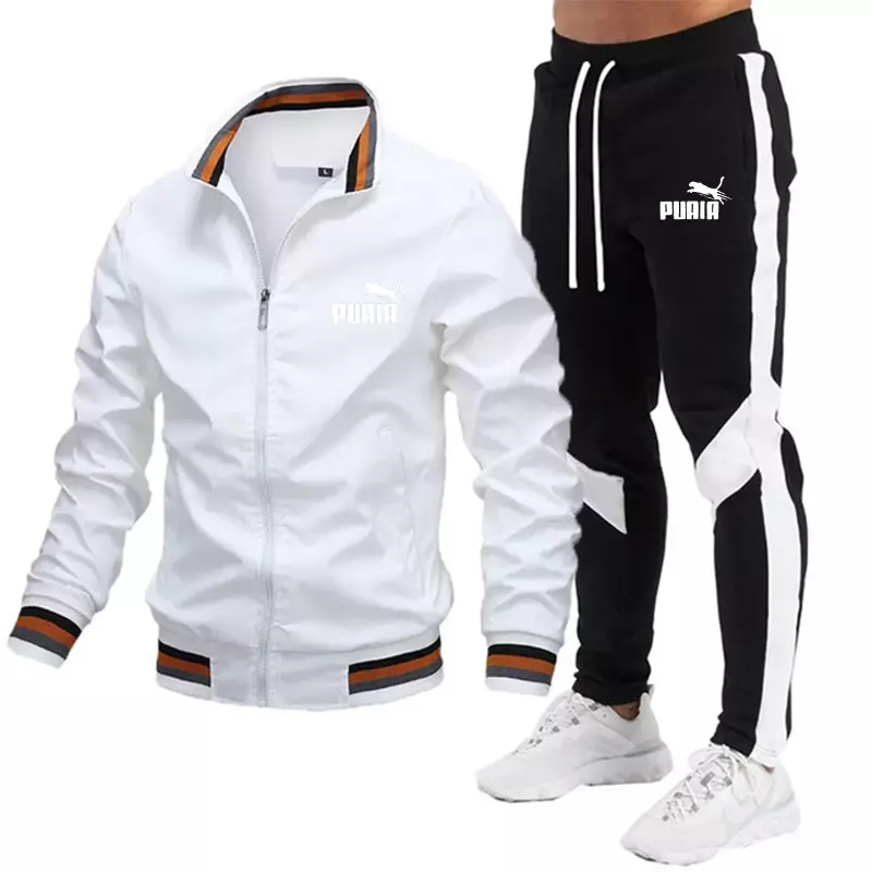 2-częściowa odzież sportowa męska kurtka sportowa + spodnie ochronne ze sznurkiem męska strój sportowy odzież sportowa do biegania wiosna i jesień