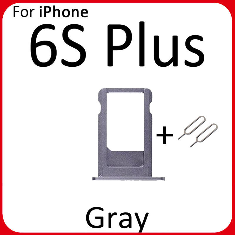 Soporte de bandeja para tarjeta Sim, ranura para bandeja para iphone 6S 6S Plus, pieza de repuesto, adaptador para tarjeta SIM, parte negra y blanca