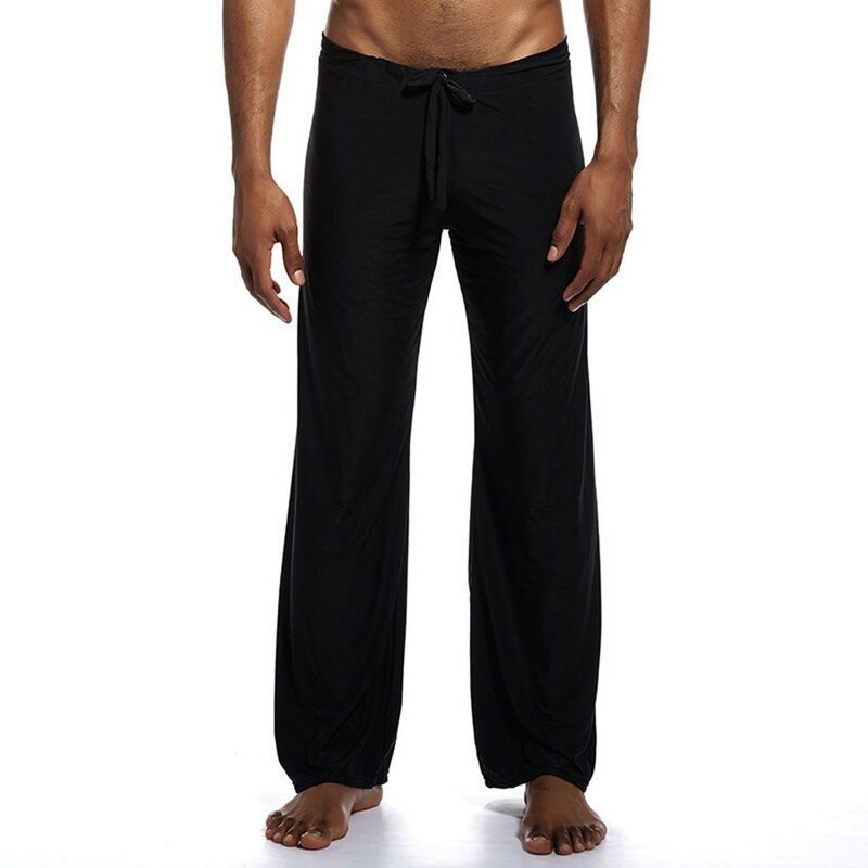 Celana panjang Yoga longgar untuk pria, pakaian tidur sutra es, celana panjang bawahan, pakaian rumah bersirkulasi lembut, piyama, celana Yoga kasual longgar