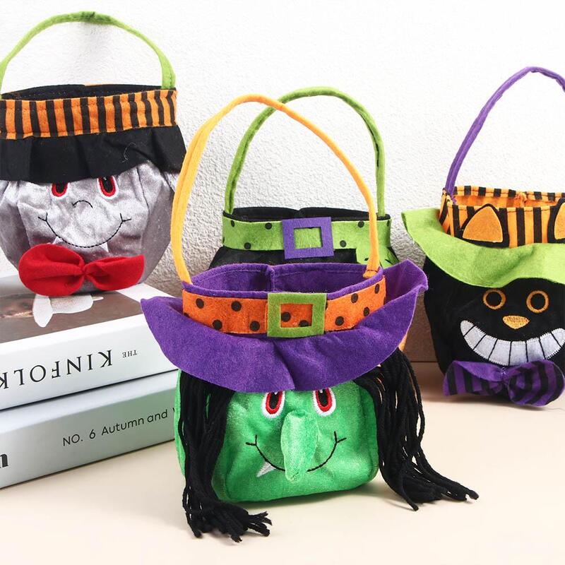 Happy Witch dolcetto o scherzetto borsa per il bottino Tote Bags borsa per zucca borsa per caramelle di Halloween