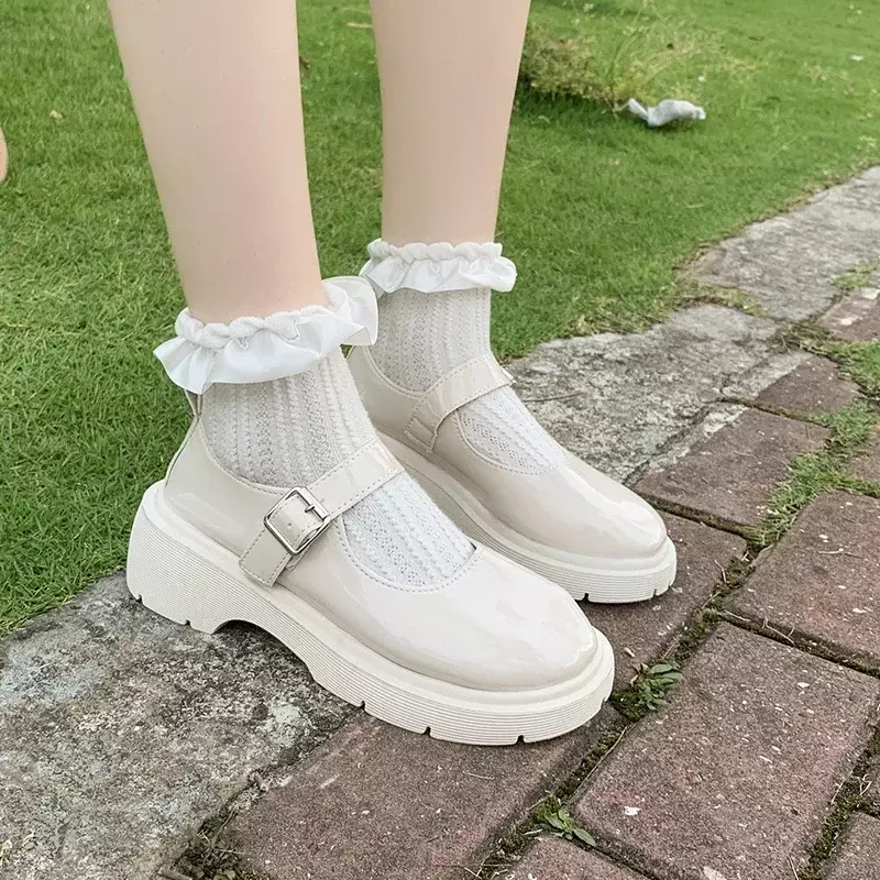 รองเท้าญี่ปุ่น Mary Jane รองเท้าผู้หญิงวินเทจนักเรียนหญิง JK รองเท้าแพลตฟอร์มคอสเพลย์รองเท้าส้นสูงไซส์ใหญ่พิเศษ42รองเท้าโลลิตาใหม่