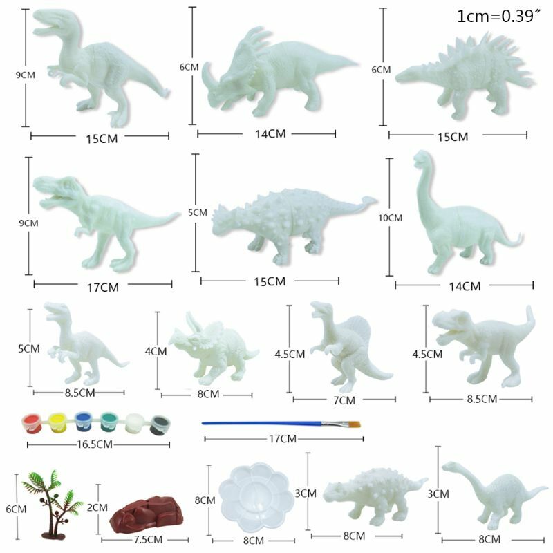 97BE 64 pezzi/set modello dinosauro fai da te tirannosauro da colorare dipinto a mano in 3D
