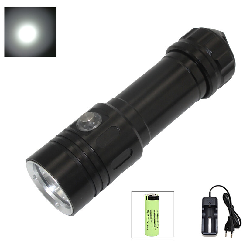XHP50 Yellow/White LED Flashlight torch underwater 50m diving flashlight lamp 4 file waterproof power by 26650 battery