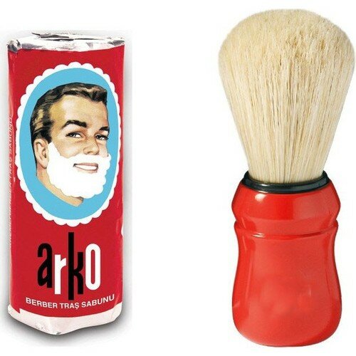 Arko-jabón de afeitar + brocha de afeitar de madera para barba, bigote