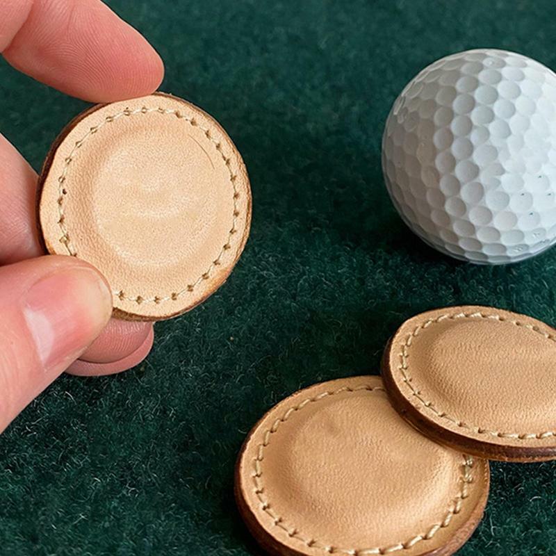 Vintage Leather Golf Ball Marker With Strong Magnetic Properties Round Golf Ball Position Marker Golf Training Equipment Gift