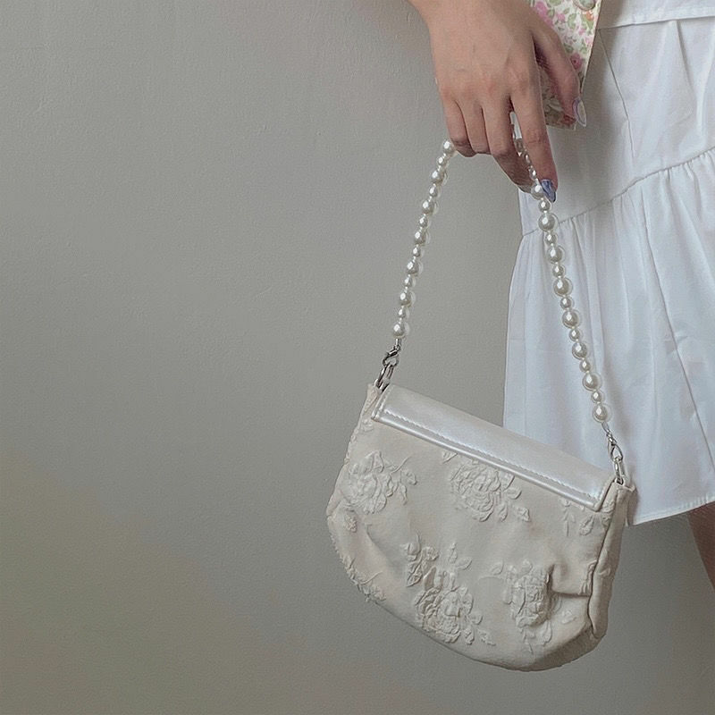 MBTI – sac à main avec poignée en perles pour femmes, élégant, brodé, Floral, à loquet Beige, joli nœud concis, 2022
