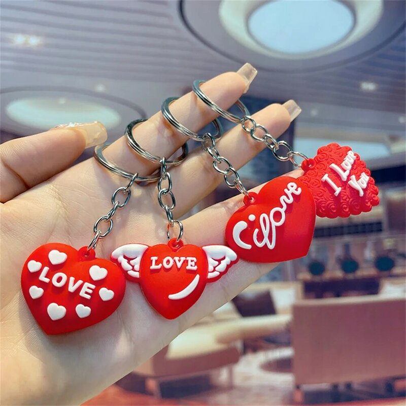 Porte-clés en forme de coeur rouge pour femme, je t'aime, pendentif en forme de coeur, amoureux, cadeau de la journée de Léon, sac à main, porte-clés bijoux, mode, 1 pièce