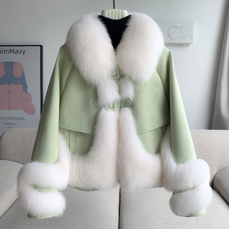 Aorice-Jaqueta de inverno genuína Fox Fur Collar para mulheres, casaco novo de moda, design macio, forro de pato, CT314