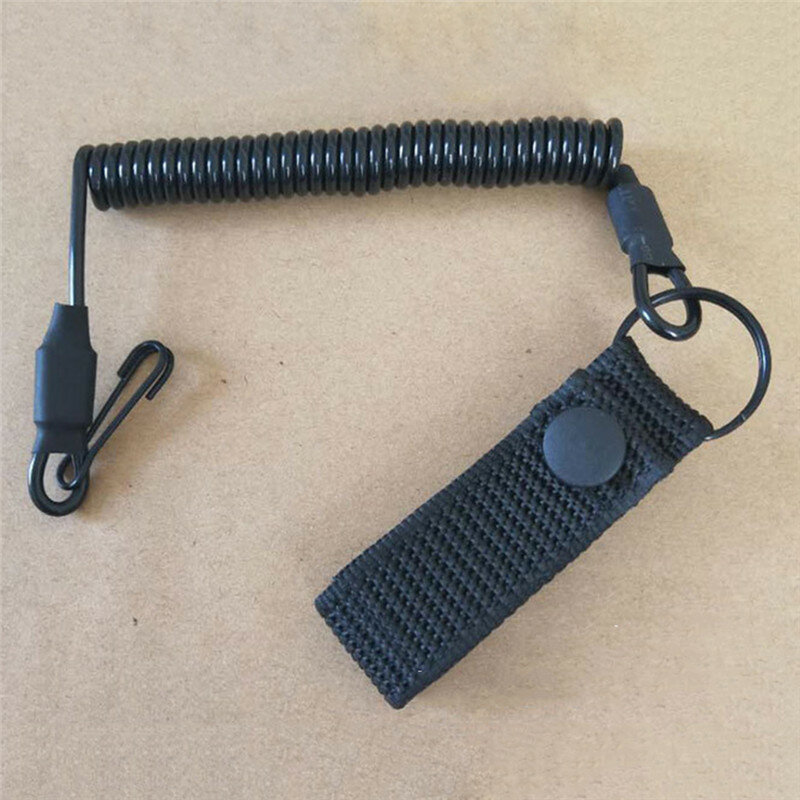 Elastyczna smycz liny taktyczne Anti-lost wojskowy wiosna pas bezpieczeństwa pistolet liny na brelok do kluczy latarka akcesoria myśliwskie