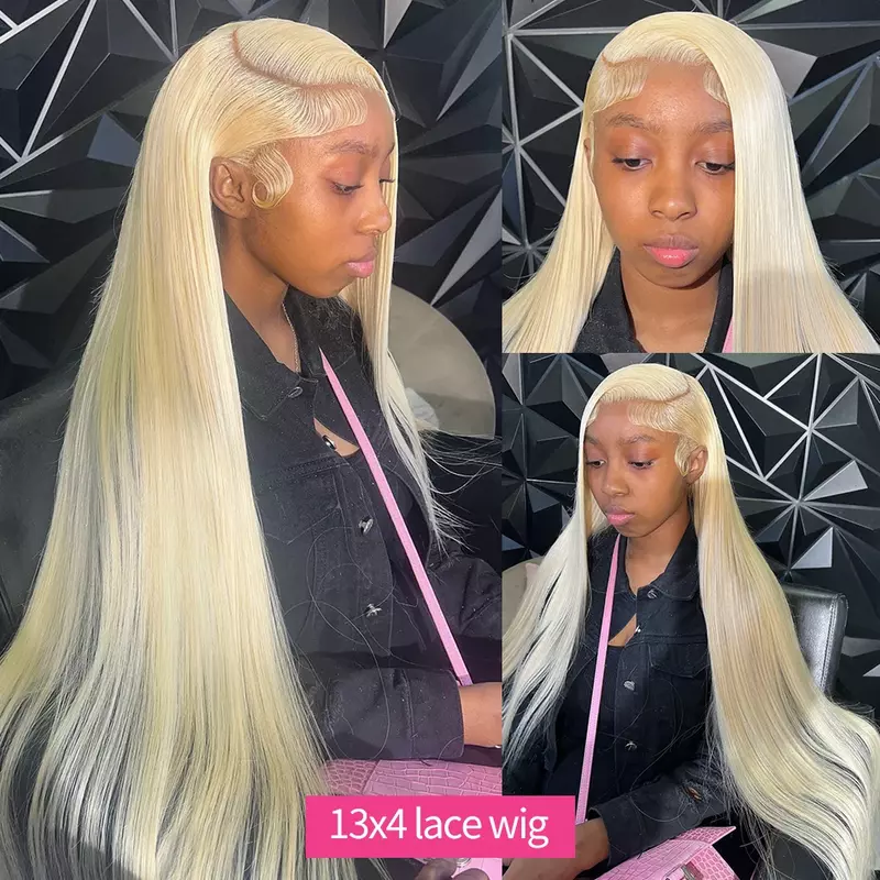 Honey Blonde Bone Straight Wig para Mulheres, HD Lace Frontal Long Wig, Glueless Perucas, Cabelo Humano, Pronto para Vestir, Disponível em 30 ", 13x6, 613