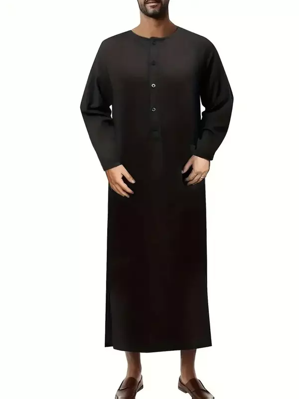 Kostum pria ukuran Plus Thobe, jubah Muslim, pakaian doa Arab Kaftan Dubai, pakaian Lebaran India Timur Tengah jubho