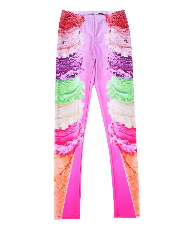Legging wanita warna motif es krim, legging ramping elastis XL 4XL 3618
