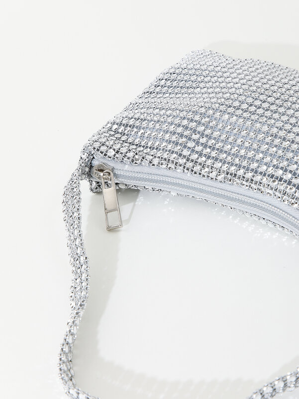Fashion，gorgeous，Shiny rhinestone portable zippered evening bag suitable for weddings, parties, and gatherings