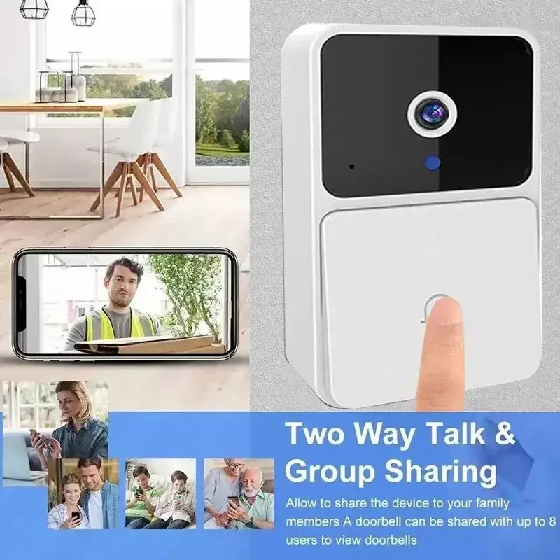 WIFI Камера видеодомофона ночного видения для умного дома, HD дверной звонок с двусторонним домофоном, изменение голоса, ИК-сигнализация для умного дома
