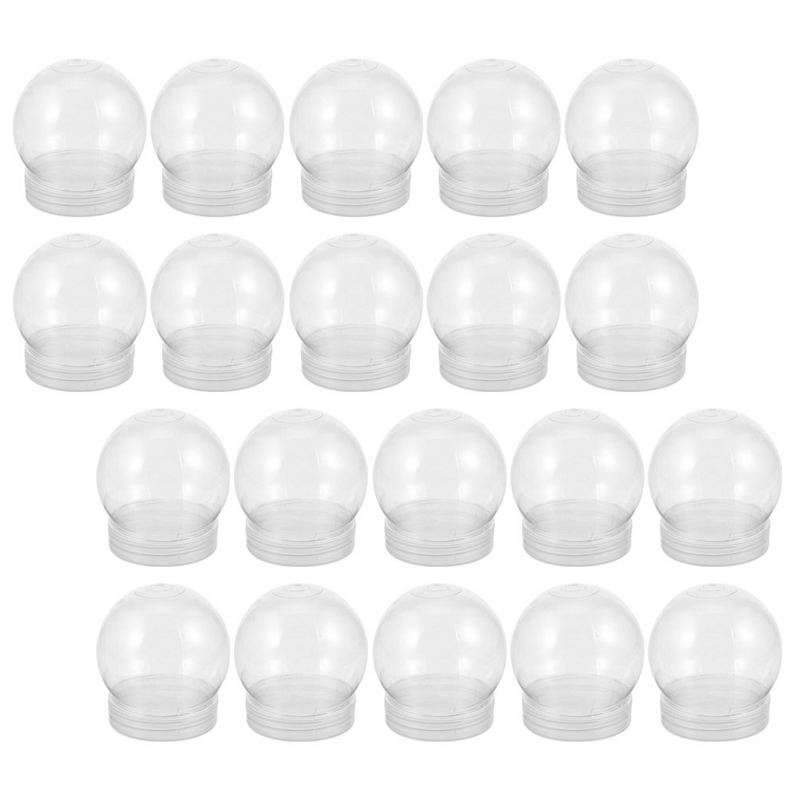 20 pezzi fai da te Snow Globe Clear Kit accessori per l'acqua per globi riutilizzabili plastica e artigianato forniture per bambini lampadina
