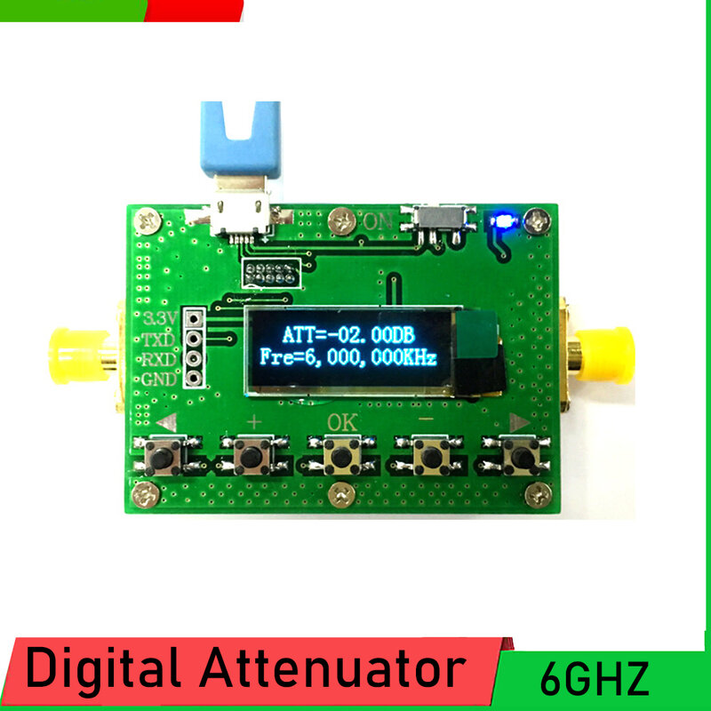 LF-6Ghz RF Digital Attenuator 30DB step 0.25DB Digital Attenuator Pogrammable Attenuator OLED display FOR RF Ham Radio Amplifier