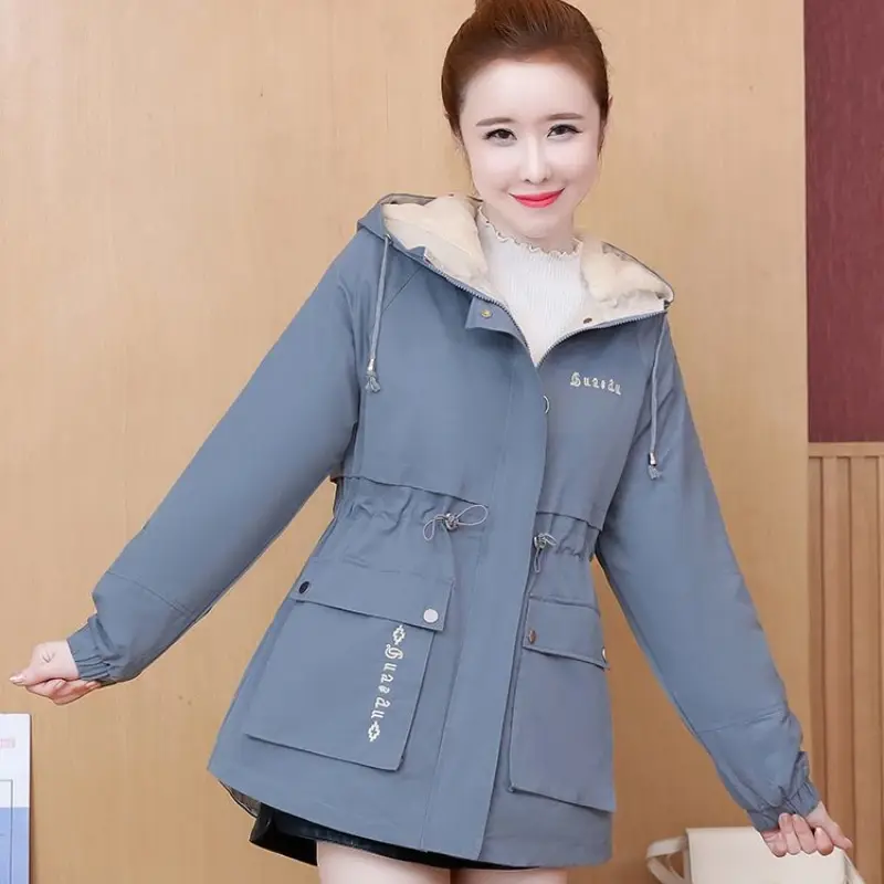 2023 New WomenWinter Jacket Cotton Coat  Female Short  Parkas Fleece and Thickened Coat  Hooded Warm Outwear Temperament Outcoat