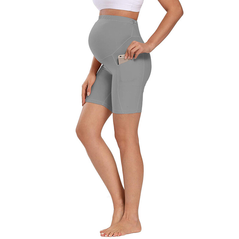 1PC Summer Maternity Leggings Woman Mini Yoga Fitness Sports High Waist Belly Pregnant Pants Slim Shorts 2024