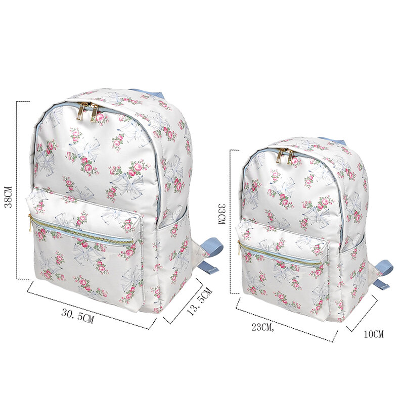 Водонепроницаемый нейлоновый рюкзак для девочек-подростков, вместительный ранец с розовым принтом и бантом, Женская дорожная сумка, школьный портфель