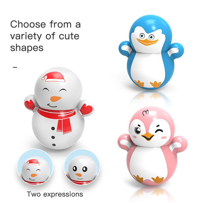20 buah mainan edukasi menyenangkan, Tumbler Mini kartun manusia salju Penguin Desktop dekompresi ornamen kepala bergoyang hadiah kecil