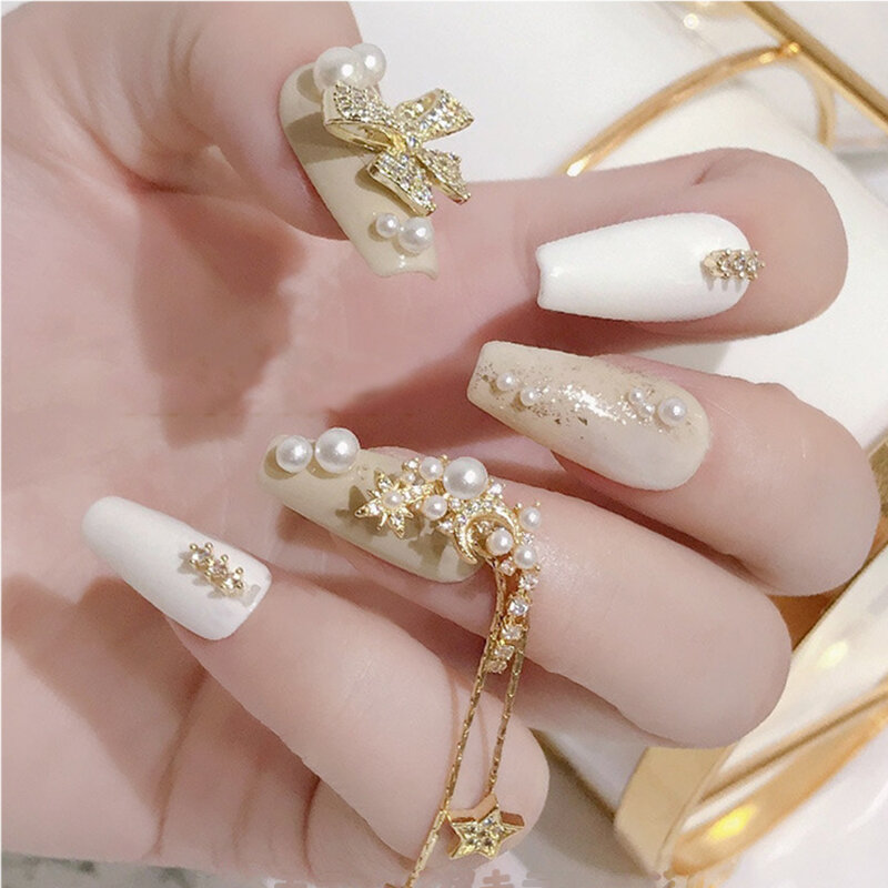 Luksusowa kokarda z motywem kwiatowym i kokardą w kształcie kokardy 3D cyrkonie do paznokci biżuteria do paznokci narzędzia do Manicure dekoracje artystyczne do paznokci