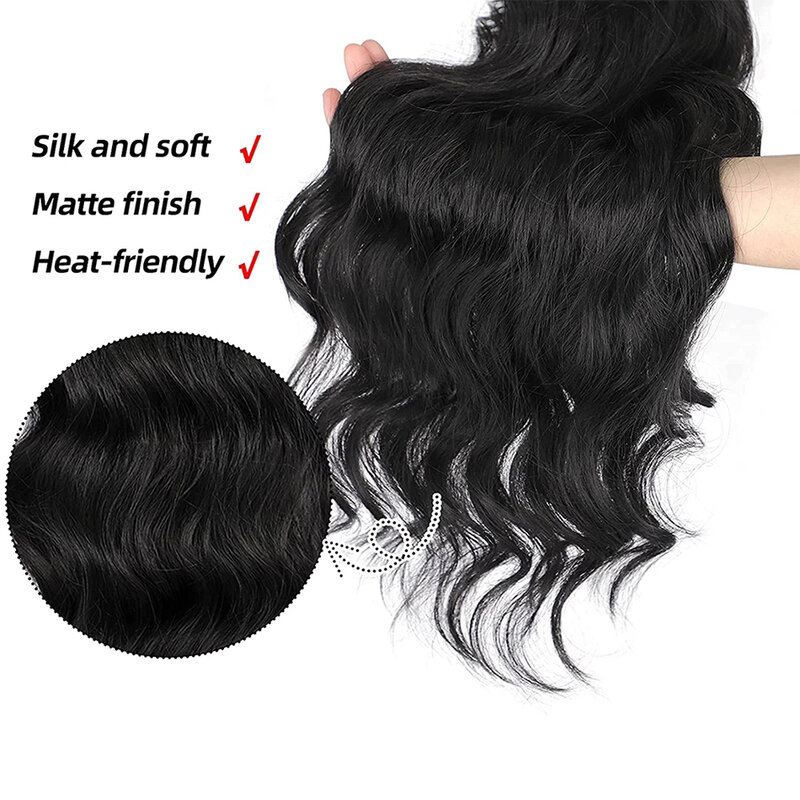 Brazilian Ponytail Wrap Around Remy Hair Extensions for Women, 100% Human Hair, Body Wave, Natural Color, 16-24 in, Ins