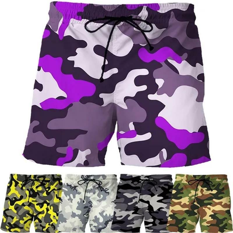 Pantalones cortos de playa de camuflaje para hombre, bañador de secado rápido con estampado 3D de jungla y bosque, traje de baño, Shorts de hielo para soldados geniales
